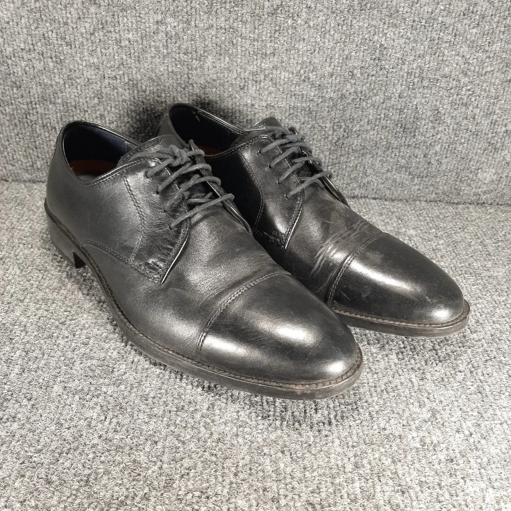 Cole Haan Grand.OS Men's Size 8M Lace Up Cap Toe Oxfords Black Leather